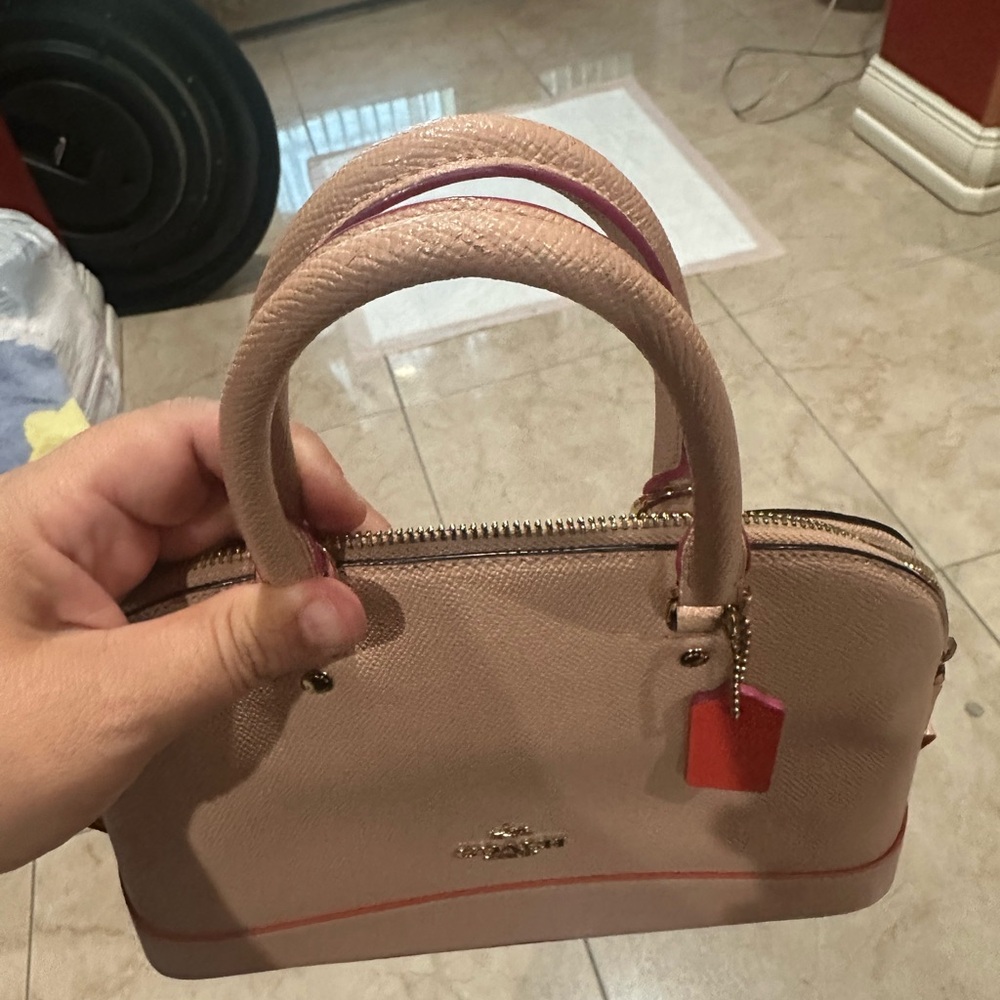 Coach Pink Satchel with Double Top Handles and Gold Accents - Picture 9 of 12